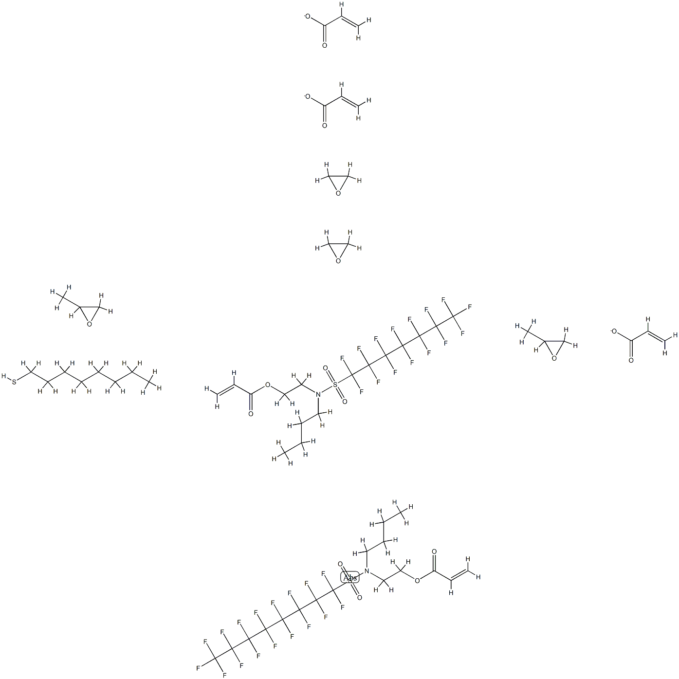 2-propenoic acid, 2-[butyl[(heptadecafluorooctyl)sulfonyl]amino]ethyl ester, telomer with 2-[butyl[(pentadecafluoroheptyl)sulfonyl]amino]ethyl 2-propenoate, m Structure