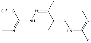 [[2,2′-(1,2-Dimethyl-1,2-ethanediylidene)bis[N-methylhydrazinecarbothioamidato]]] copper 구조식 이미지