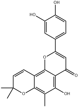 2-(3,4-Dihydroxyphenyl)-5-hydroxy-6,8,8-trimethyl-4H,8H-benzo[1,2-b:3,4-b']dipyran-4-one 구조식 이미지
