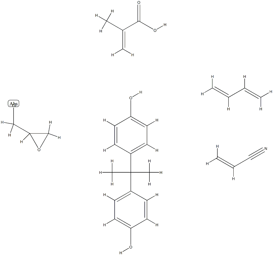 2-프로펜산,2-메틸-,1,3-부타디엔,(클로로메틸)옥시란,4,4-(1-메틸에틸리덴)비스페놀및2-프로펜니트릴중합체 구조식 이미지