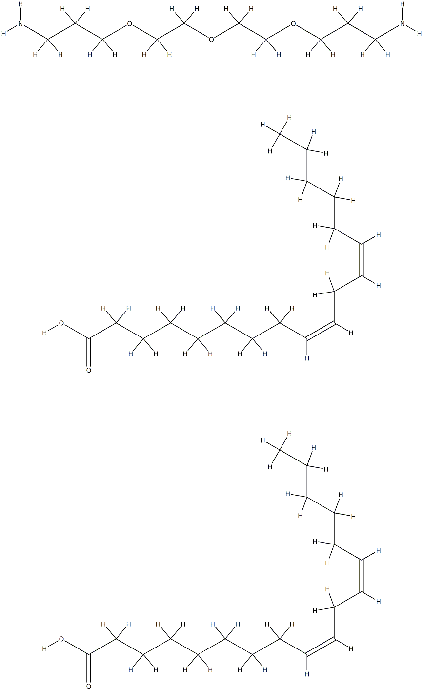 리놀 산, 이합체, 중합물 ,함유 3,3'-(옥시비스(2,1-에탄디일옥시)) 비스(1-프로판아민) 구조식 이미지