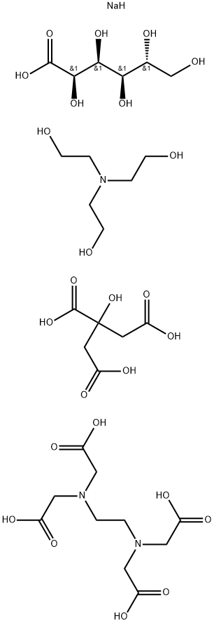 Glycine, N,N'-1,2-ethanediylbis[N-(carboxymethyl)-, reaction products with citric acid, d-gluconic acid and triethanolamine, sodium salts  Structure