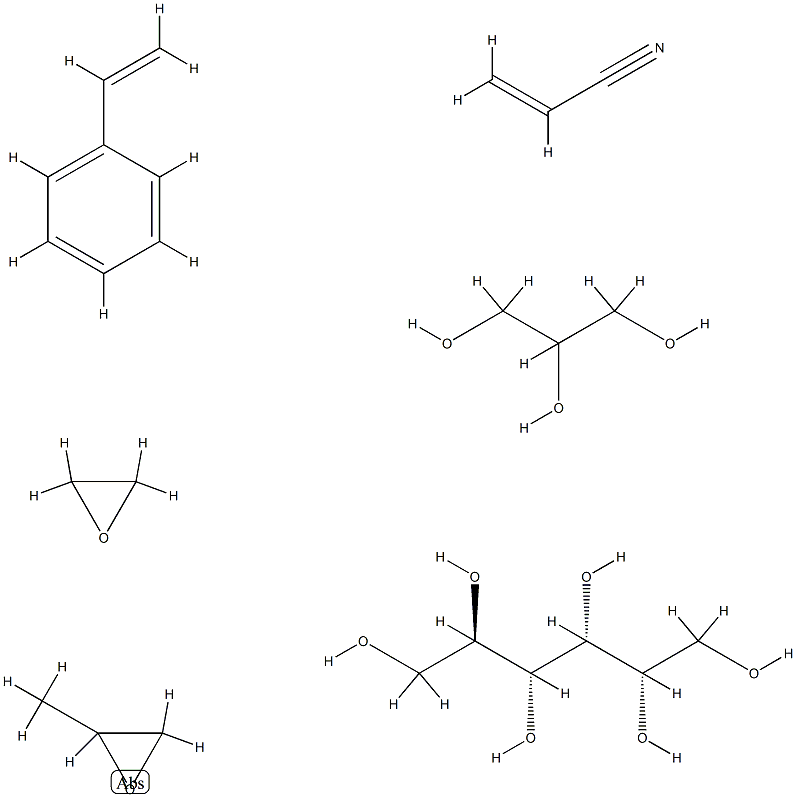 D-Glucitol, polymer with ethenylbenzene, methyloxirane, oxirane, 1,2,3-propanetriol and 2-propenenitrile 구조식 이미지