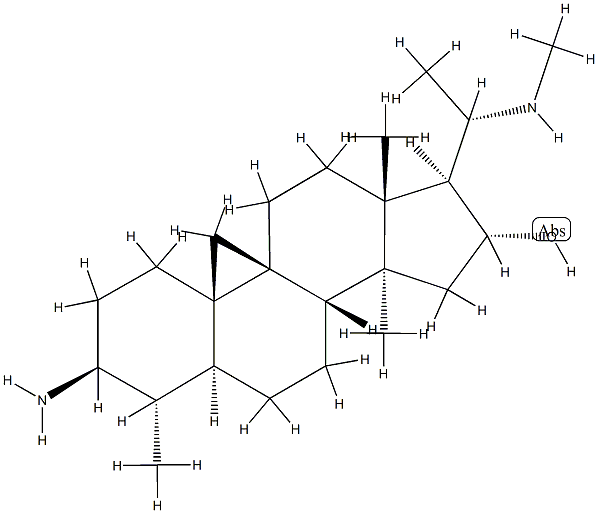 (9β,20S)-3β-Amino-4α,14α-dimethyl-20-methylamino-9,19-cyclo-5α-pregnan-16α-ol 구조식 이미지