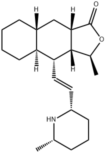 (3S)-4α-[(E)-2-[(2S,6S)-6-Methyl-2-piperidinyl]vinyl]-3aβ,4,4aα,5,6,7,8,8aβ,9,9aβ-decahydro-3-methylnaphtho[2,3-c]furan-1(3H)-one 구조식 이미지