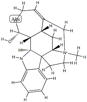 (17R)-19,20-Didehydro-17,18-epoxy-17-hydroxy-4-methylcuran-4-ium 구조식 이미지