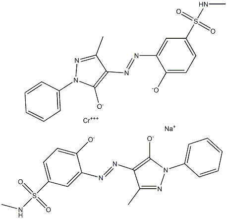 sodium bis[3-[(4,5-dihydro-3-methyl-5-oxo-1-phenyl-1H-pyrazol-4-yl)azo]-4-hydroxy-N-methylbenzene-1-sulphonamidato(2-)]chromate(1-)  구조식 이미지