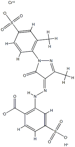 hydrogen [2-[[4,5-dihydro-3-methyl-5-oxo-1-(4-sulpho-o-tolyl)-1H-pyrazol-4-yl]azo]-4-sulphobenzoato(4-)]chromate(1-)  Structure