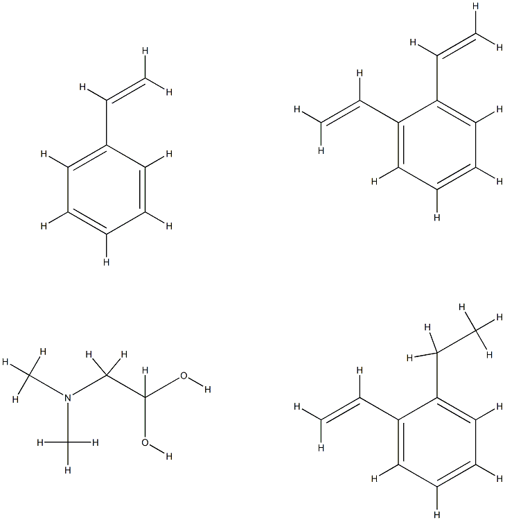 Benzene, diethenyl-, polymer with ethenylbenzene and ethenylethylbenzene, chloromethylated, 2-(dimethylamino)ethanol-quaternized, hydroxide 구조식 이미지