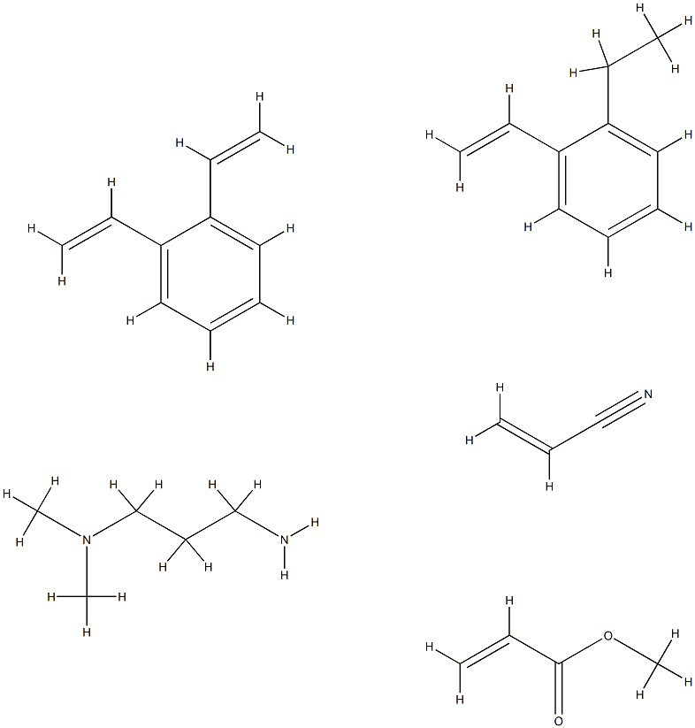 2-Propenoic acid, methyl ester, polymer with diethenylbenzene, ethenylethylbenzene and 2-propenenitrile, hydrolyzed, reaction products with N,N-dimethyl-1,3-propanediamine Structure