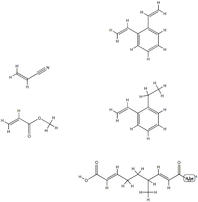2-Propenoic acid, methyl ester, polymer with diethenylbenzene, ethenylethylbenzene, 1-methyl-1,3-propanediyl di-2-propenoate and 2-propenenitrile, hydrolyzed Structure