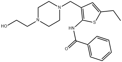 N-(5-ethyl-3-{[4-(2-hydroxyethyl)-1-piperazinyl]methyl}-2-thienyl)benzamide 구조식 이미지