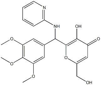 3-hydroxy-6-(hydroxymethyl)-2-[(2-pyridinylamino)(3,4,5-trimethoxyphenyl)methyl]-4H-pyran-4-one 구조식 이미지