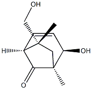 Bicyclo[3.2.1]oct-2-en-8-one, 4-hydroxy-7-(hydroxymethyl)-5,7-dimethyl-, (1R,4S,5R,7S)-rel- (9CI) 구조식 이미지