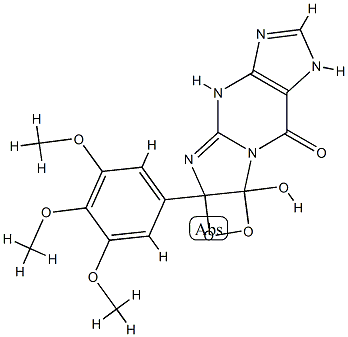 8H-1,2-Dioxeto[3,4:4,5]imidazo[1,2-a]purin-8-one,  2a,3,5,9a-tetrahydro-9a-hydroxy-2a-(3,4,5-trimethoxyphenyl)- Structure