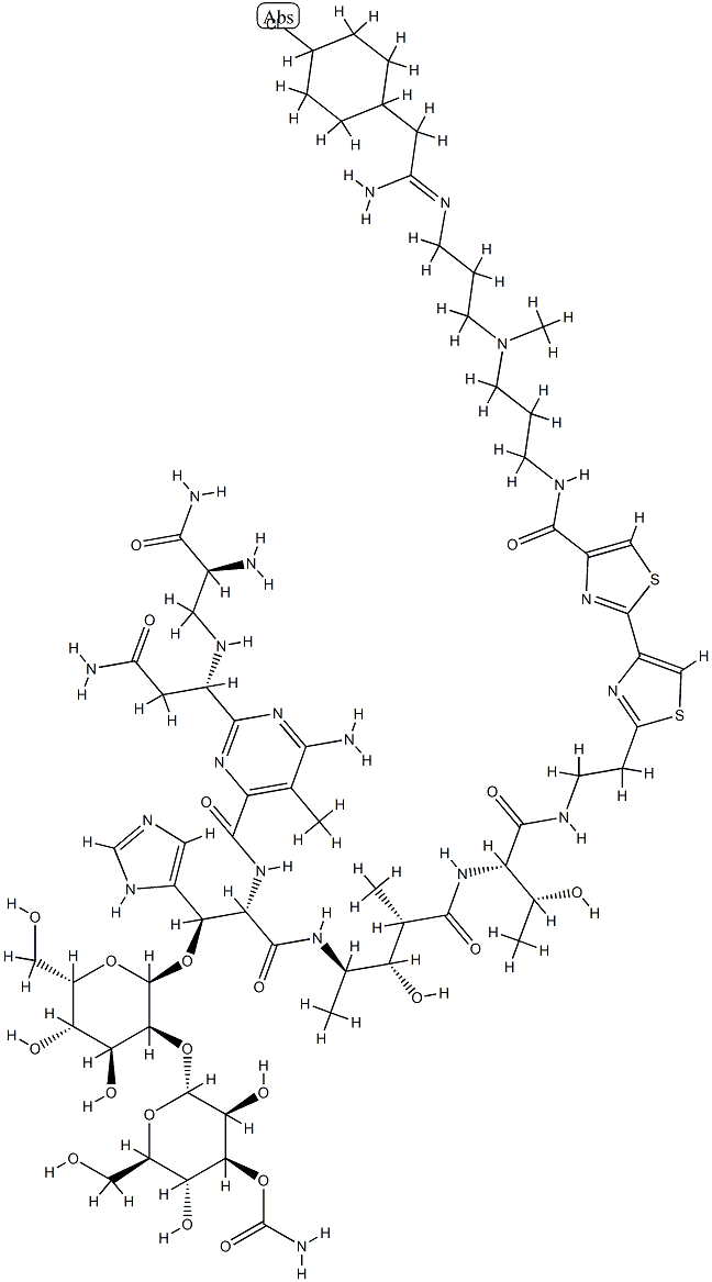 N1-[3-[[3-[[2-(4-Chlorocyclohexyl)-1-iminoethyl]amino]propyl]methylamino]propyl]bleomycinamide 구조식 이미지