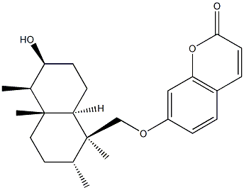 7-[[(1S,8aα)-Decahydro-6β-hydroxy-1,2α,4aβ,5β-tetramethylnaphthalen-1β-yl]methoxy]-2H-1-benzopyran-2-one 구조식 이미지
