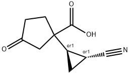 Cyclopentanecarboxylic acid, 1-[(1R,2R)-2-cyanocyclopropyl]-3-oxo-, rel- (9CI) Structure