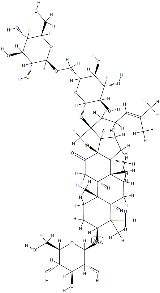 20-[(6-O-β-D-Glucopyranosyl-β-D-glucopyranosyl)oxy]-3β-(β-D-glucopyranosyloxy)-5α-dammar-24-en-12-one Structure
