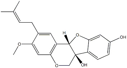 (6aS,11aS)-3-Methoxy-2-(3-methyl-2-butenyl)-6H-benzofuro[3,2-c][1]benzopyran-6a(11aH),9-diol 구조식 이미지