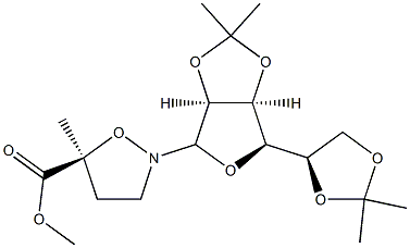 (5S)-5-Methyl-2-(2-O,3-O:5-O,6-O-diisopropylidene-α-D-mannofuranosyl)-5-isoxazolidinecarboxylic acid methyl ester 구조식 이미지