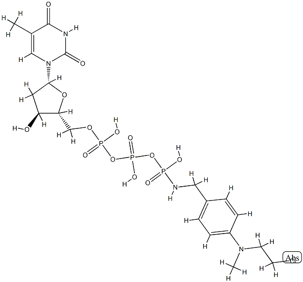 4-(N-(2-chloroethyl)-N-methylamino)benzyl-gamma-amide dTTP Structure