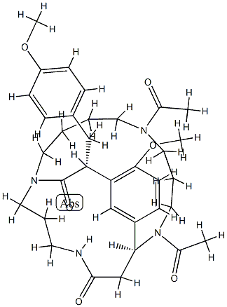 (11S,17R)-6,10-Diacetyl-15-methoxy-17-[(4-methoxyphenyl)methyl]-1,6,10,22-tetraazatricyclo[9.7.6.112,16]pentacosa-12,14,16(25)-triene-18,23-dione 구조식 이미지
