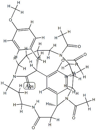 (11S,17R)-6,10-Diacetyl-15-acetyloxy-17-[(4-methoxyphenyl)methyl]-1,6,10,22-tetraazatricyclo[9.7.6.112,16]pentacosa-12,14,16(25)-triene-18,23-dione 구조식 이미지
