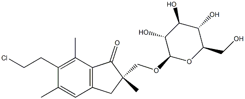 (S)-6-(2-Chloroethyl)-2-[(β-D-glucopyranosyloxy)methyl]-2,3-dihydro-2,5,7-trimethyl-1H-inden-1-one 구조식 이미지