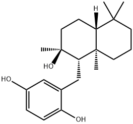2-[[(1S,4aβ)-Decahydro-2β-hydroxy-2,5,5,8aα-tetramethylnaphthalen-1α-yl]methyl]-1,4-benzenediol 구조식 이미지