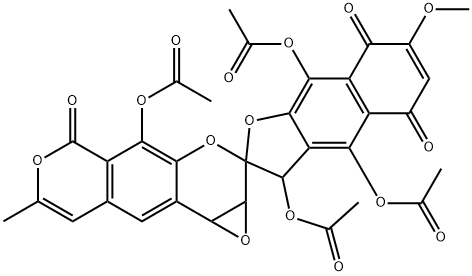 3,4,4',9-Tetrakis(acetyloxy)-1'a,9'b-dihydro-7-methoxy-7'-methylspiro[naphtho[2,3-b]furan-2(3H),2'(5'H)-oxireno[d]benzo[1,2-b:5,4-c']dipyran]-5,5',8-trione 구조식 이미지