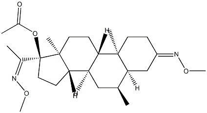 17-(Acetyloxy)-6α-methyl-3,20-bis(methoxyimino)-5β-pregnane 구조식 이미지