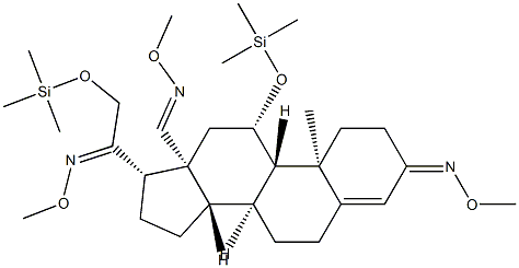 3,20-Bis(methoxyimino)-11β,21-bis(trimethylsiloxy)pregn-4-en-18-al O-methyl oxime 구조식 이미지