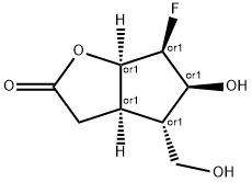 2H-Cyclopenta[b]furan-2-one,6-fluorohexahydro-5-hydroxy-4-(hydroxymethyl)-,(3a-alpha-,4-alpha-,5-bta-,6-bta-,6a-alpha-)-(9CI) Structure