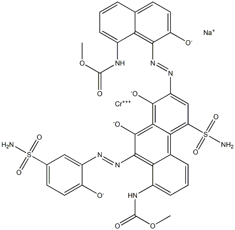 sodium bis[methyl [8-[[2-hydroxyphenyl]azo]-7-hydroxy-5-sulphamoyl-1-naphthyl]carbamato(2-)]chromate(1-) 구조식 이미지