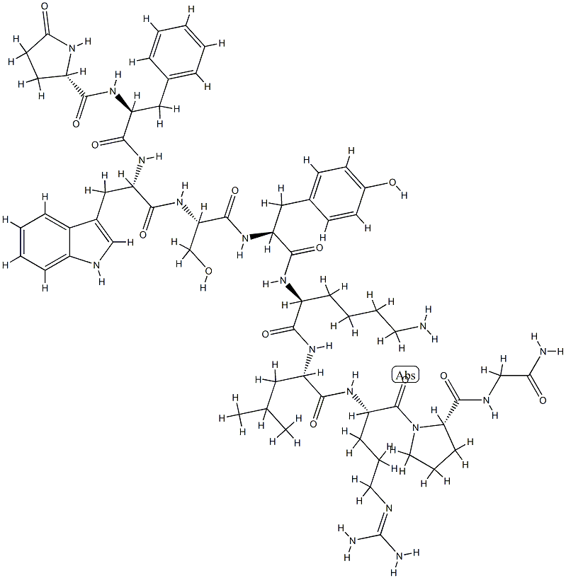 LHRH, pGlu(1)-Phe(2)-Trp(3)-Lys(6)- 구조식 이미지