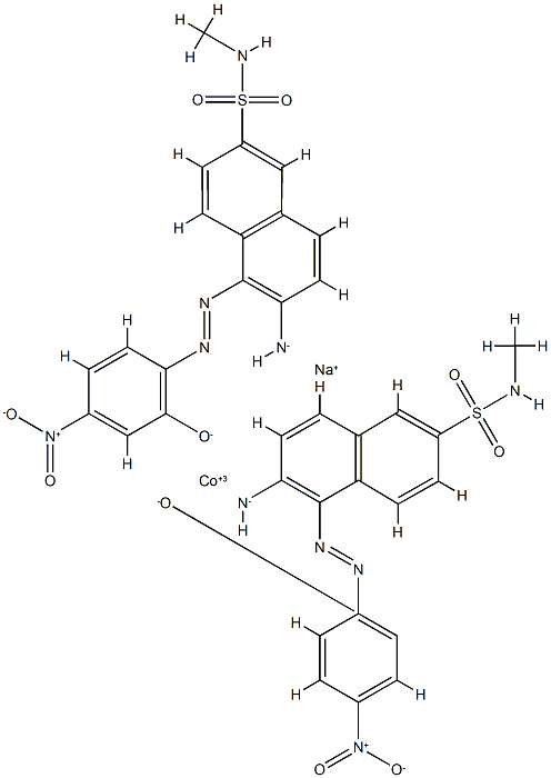 Cobaltate(1-), bis[6-amino-5-[(2-hydroxy- 4-nitrophenyl)azo]-N-methyl-2-naphthalenesulfonamidato (2-)]-, sodium Structure