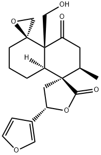 (3R,5S,5'R)-5-(3-Furyl)-2',3',4,5,6',7',8',8'aβ-octahydro-4'aα-hydroxymethyl-2'α-methyldispiro[furan-3(2H),1'(5'H)-naphthalene-5',2''-oxirane]-2,4'(4'aH)-dione 구조식 이미지