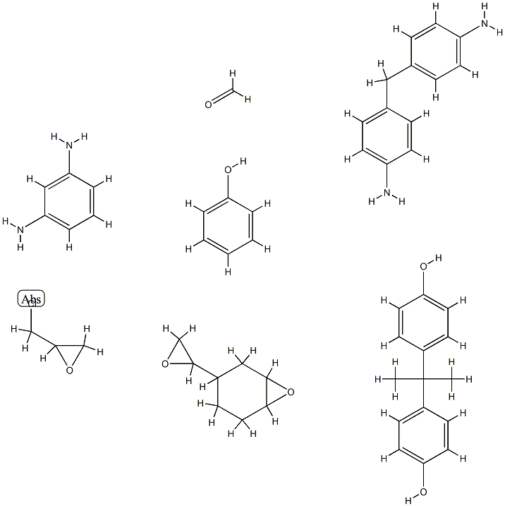 포름알데히드,1,3-벤젠디아민중합체,(클로로메틸)옥시란,4,4'-메틸렌비스[벤젠아민],4,4'-(1-메틸에틸리덴)비스[페놀],3-옥시라닐-7-옥사비시클로[4.1.0.XNUMX]헵탄및페놀 구조식 이미지