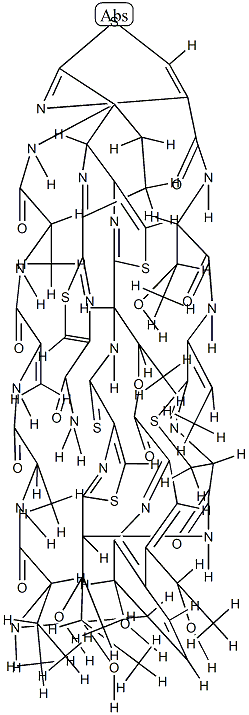 (5S)-26'-Deoxo-5,28-dihydro-26'-thioxo-18-de[2-[(1-carbamoylethenyl)amino]-1-methylene-2-oxoethyl]siomycin A 구조식 이미지