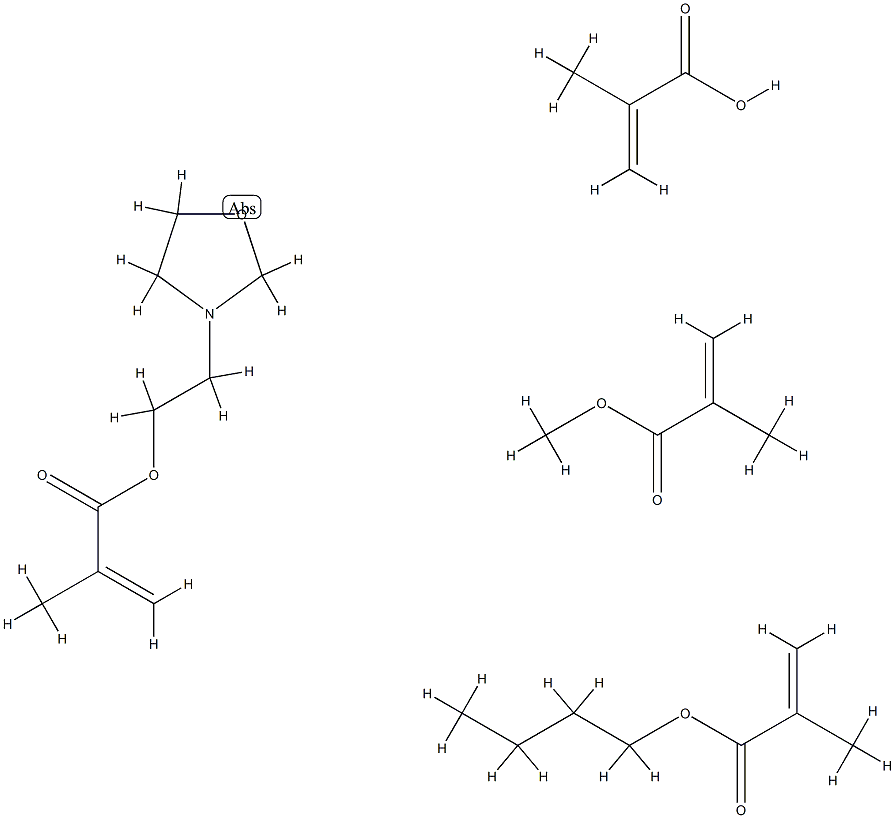뷰틸 2-메틸-2-프로페노에이트, 메틸 2-메틸-2-프로페노에이트  및 2-(3-옥사졸리다이닐)에틸 2-메틸-2-프로페노에이트와  결합한 2-메틸-2-프로펜산 중합체 구조식 이미지