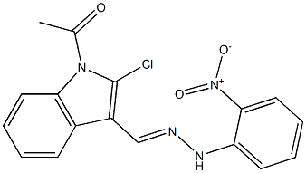 1H-Indole-3-carboxaldehyde,1-acetyl-2-chloro-, 3-[2-(2-nitrophenyl)hydrazone] Structure