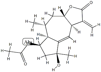 (3aR)-7β-Acetoxy-3aα,5,6,7,7aα,8,9,9aβ-octahydro-5β-hydroxy-5,8α-dimethyl-3-methyleneazuleno[6,5-b]furan-2(3H)-one 구조식 이미지