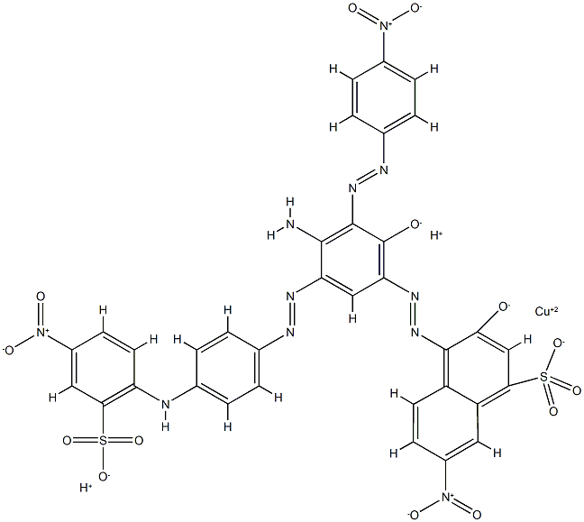 dihydrogen [4-[[4-amino-2-hydroxy-3-[(4-nitrophenyl)azo]-5-[[4-[(4-nitro-2-sulphophenyl)amino]phenyl]azo]phenyl]azo]-3-hydroxy-7-nitronaphthalene-1-sulphonato(4-)]cuprate(2-) Structure