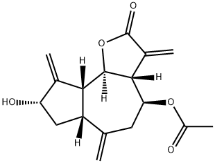 (3aS)-4α-Acetoxy-8β-hydroxy-3,6,9-tris(methylene)-3aα,4,5,6,6aα,7,8,9,9aα,9bβ-decahydroazuleno[4,5-b]furan-2(3H)-one Structure