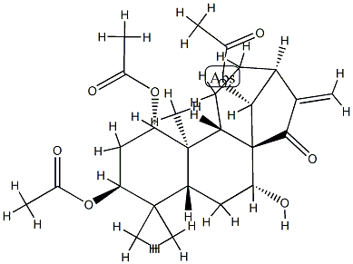 (14R)-1α,3β,14-Triacetoxy-7α-hydroxykaur-16-en-15-one 구조식 이미지