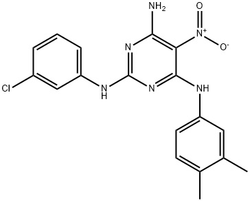 N~2~-(3-chlorophenyl)-N~4~-(3,4-dimethylphenyl)-5-nitropyrimidine-2,4,6-triamine Structure