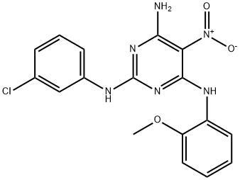 N~2~-(3-chlorophenyl)-N~4~-(2-methoxyphenyl)-5-nitropyrimidine-2,4,6-triamine 구조식 이미지