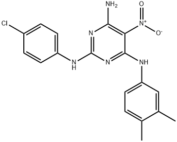 N~2~-(4-chlorophenyl)-N~4~-(3,4-dimethylphenyl)-5-nitropyrimidine-2,4,6-triamine 구조식 이미지