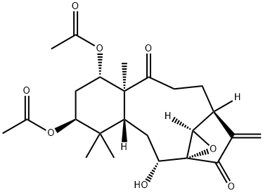 (1aR,2S,5aS,6S,8S,9aR,11R,11aR)-6,8-Bis(acetyloxy)-1a,2,3,4,5a,6,7,8,9,9a,10,11-dodecahydro-11-hydroxy-5a,9,9-trimethyl-13-methylene-5H-2,11a-ethanobenzo[5,6]cyclodec[1,2-b]oxirene-5,12-dione 구조식 이미지